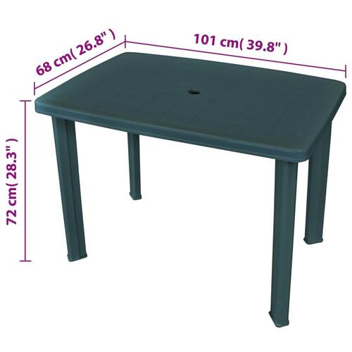 Havebord 101 x 68 x 72 cm plastik grøn