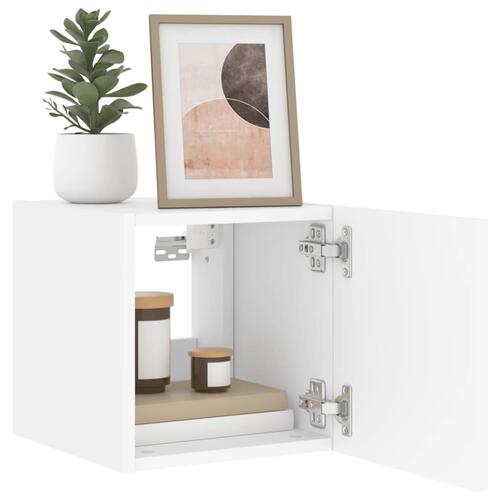 Væghængte tv-borde 2 stk. med LED-lys 30,5x35x30 cm hvid
