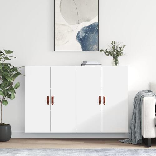 Væghængte skabe 2 stk. 69,5x34x90 cm hvid højglans