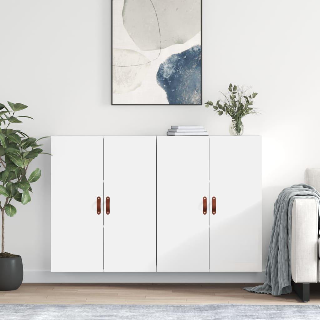 Væghængte skabe 2 stk. 69,5x34x90 cm hvid højglans