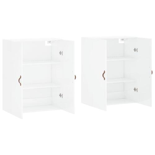 Væghængte skabe 2 stk. 69,5x34x90 cm hvid højglans