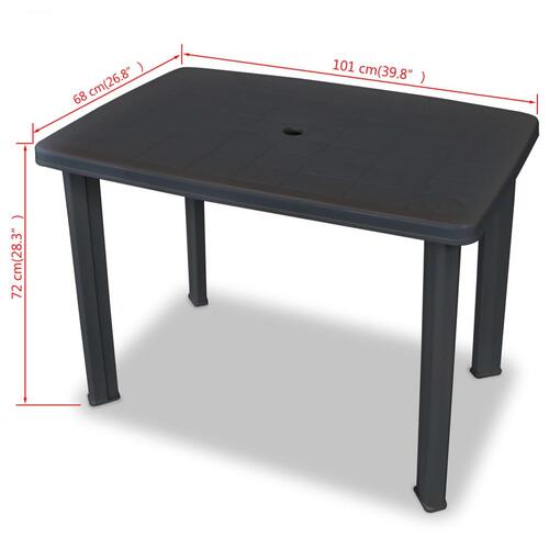 Havebord 101 x 68 x 72 cm plastik antracitgrå