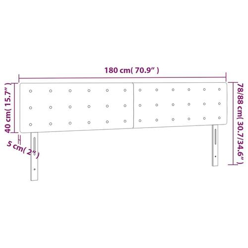 Sengegavl med LED-lys 180x5x78/88 cm fløjl mørkegrøn