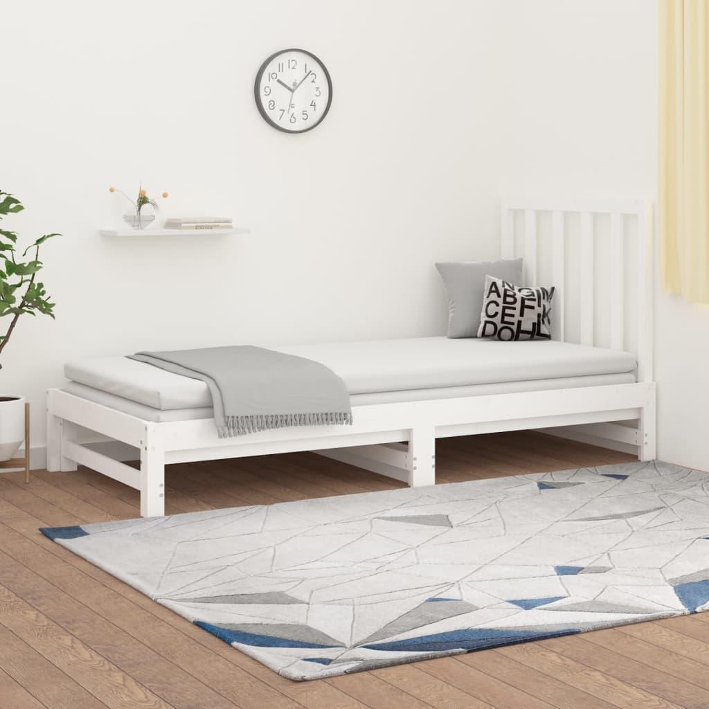 Daybed med udtræk 2x(90x190) cm massivt fyrretræ hvid