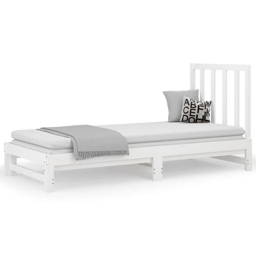 Daybed med udtræk 2x(90x190) cm massivt fyrretræ hvid