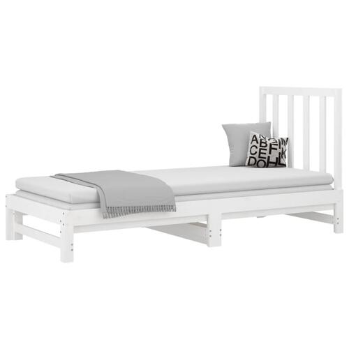 Daybed med udtræk 2x(90x190) cm massivt fyrretræ hvid