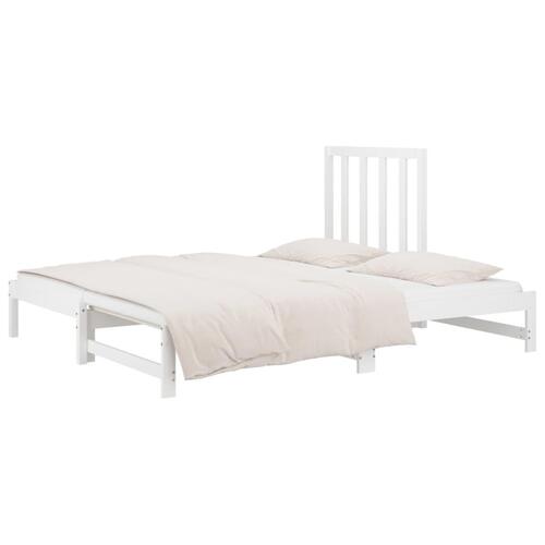 Daybed med udtræk 2x(90x190) cm massivt fyrretræ hvid