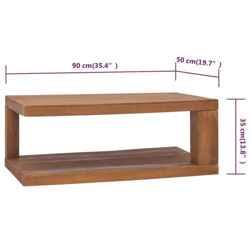 Sofabord 90x50x35 cm massivt teaktræ