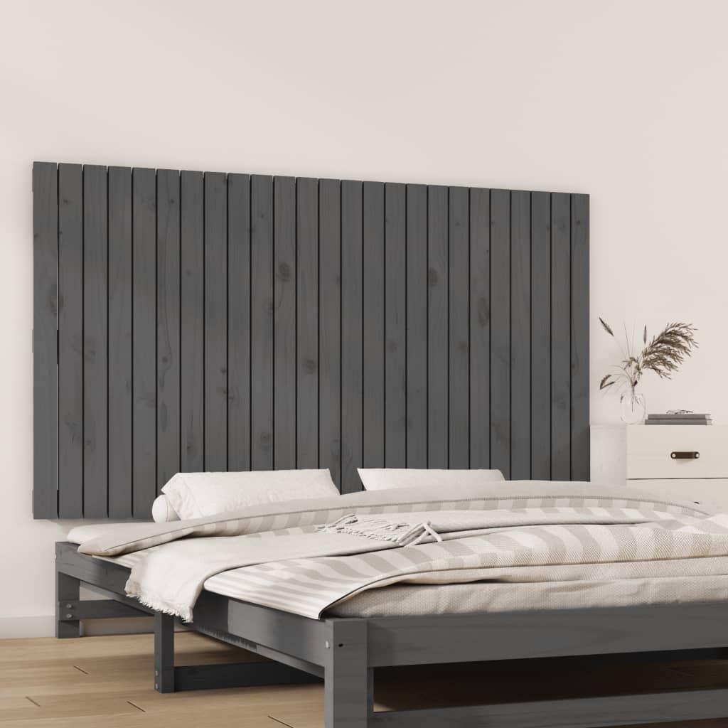 Sengegavl i massivt fyrretræ - 159,5 × 3 × 90 cm, grå billede