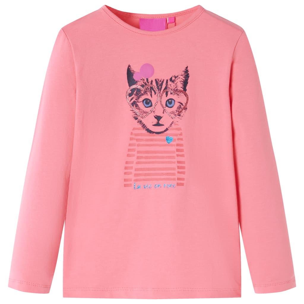 Langærmet T-shirt til børn str. 104 lyserød billede