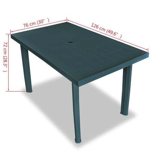 Havebord 126 x 76 x 72 cm plastik grøn