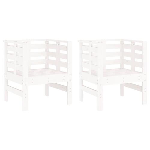 Havestole 2 stk. 61,5x53x71 cm massivt fyrretræ hvid