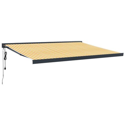 Foldemarkise 4x3 m stof og aluminium gul og hvid