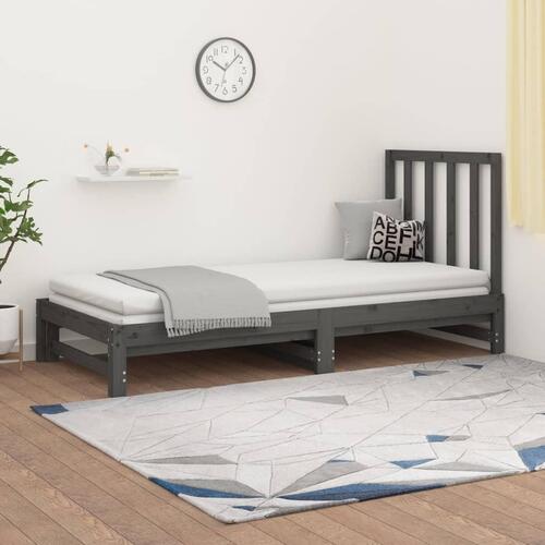 Daybed med udtræk 2x(90x190) cm massivt fyrretræ grå