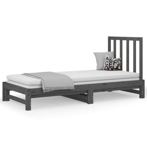 Daybed med udtræk 2x(90x190) cm massivt fyrretræ grå