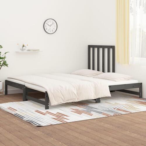 Daybed med udtræk 2x(90x190) cm massivt fyrretræ grå