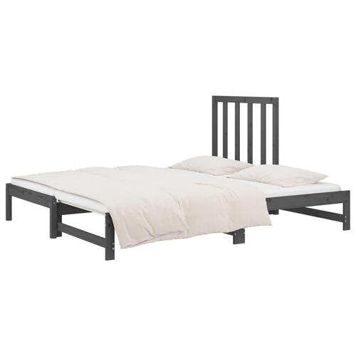 Daybed med udtræk 2x(90x190) cm massivt fyrretræ grå