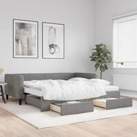 Daybed med udtræk og skuffer 100x200 cm stof mørkegrå