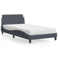 Seng med madras 100x200 cm velour mørkegrå