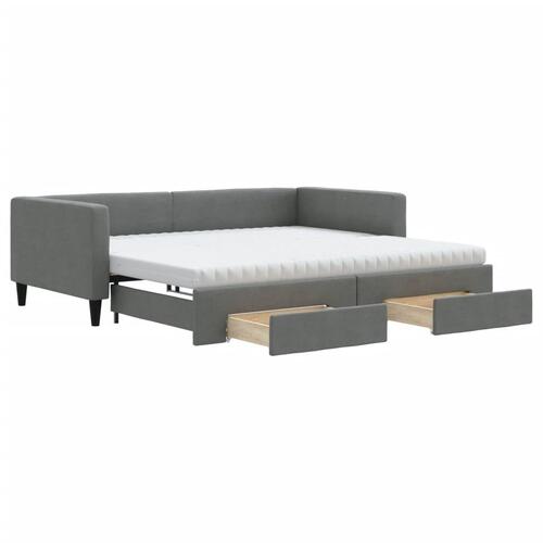 Daybed med udtræk og skuffer 100x200 cm stof mørkegrå