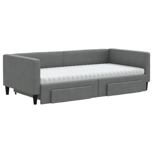 Daybed med udtræk og skuffer 100x200 cm stof mørkegrå