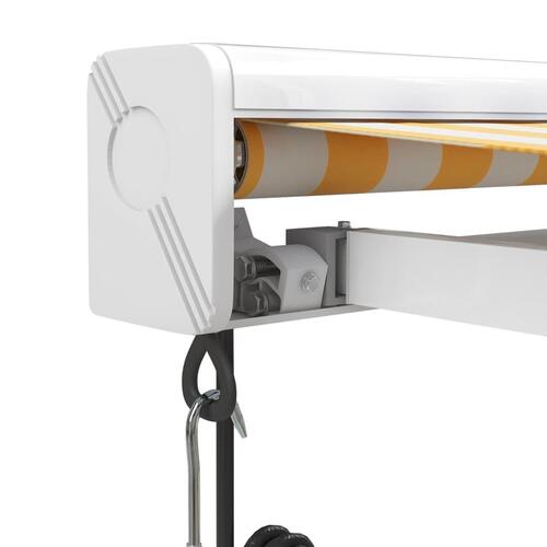 Foldemarkise 4x3 m stof og aluminium gul og hvid
