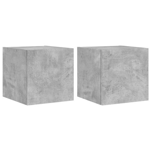 Væghængte tv-borde 2 stk. med LED-lys 30,5x35x30 cm betongrå