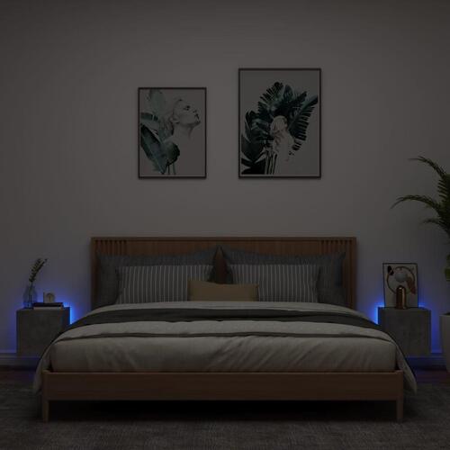 Væghængte tv-borde 2 stk. med LED-lys 30,5x35x30 cm betongrå