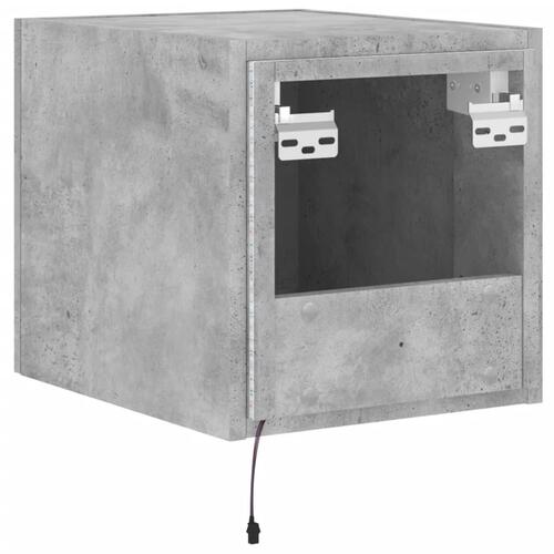 Væghængte tv-borde 2 stk. med LED-lys 30,5x35x30 cm betongrå