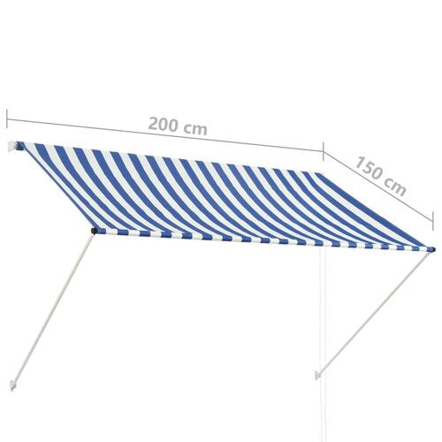Foldemarkise 200x150 cm blå og hvid