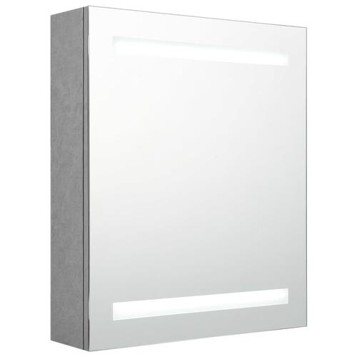 Badeværelsesskab med spejl + LED-lys 50x14x60 cm betongrå