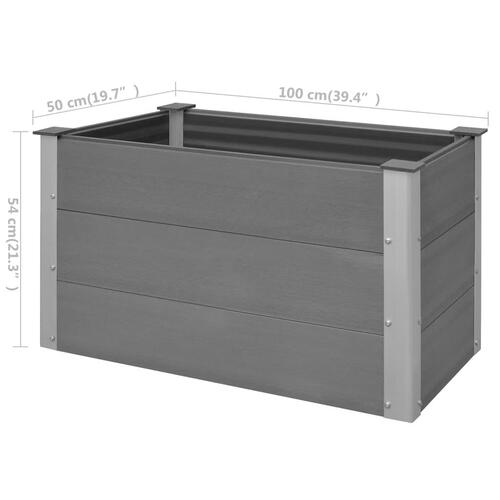 Forhøjet plantekasse 100x50x54 cm grå WPC