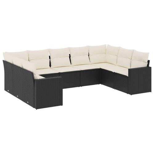 Sofasæt til haven 9 dele med hynder polyrattan sort