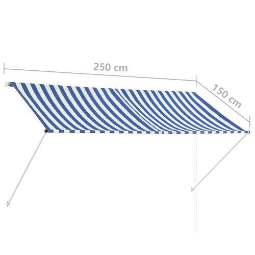 Foldemarkise 250x150 cm blå og hvid