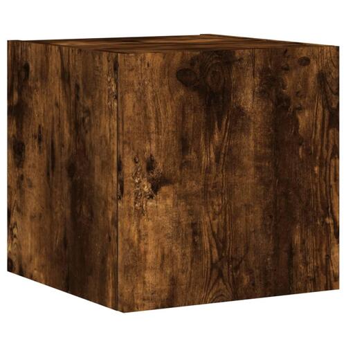 Væghængte tv-borde 2 stk. med LED-lys 30,5x35x30 cm røget eg