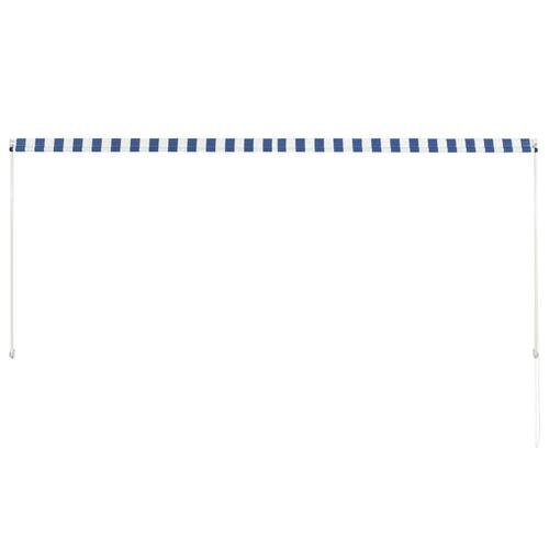 Foldemarkise 300x150 cm blå og hvid