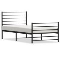 Sengeramme med sengegavl og fodgærde 107x203 cm metal sort