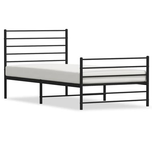 Sengeramme med sengegavl og fodgærde 107x203 cm metal sort
