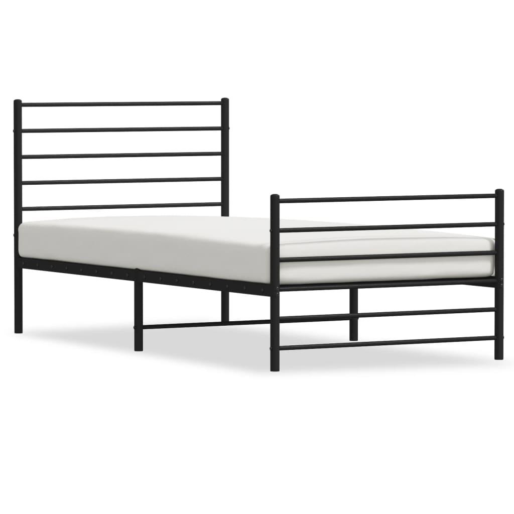 Sengeramme med sengegavl og fodgærde 107x203 cm metal sort