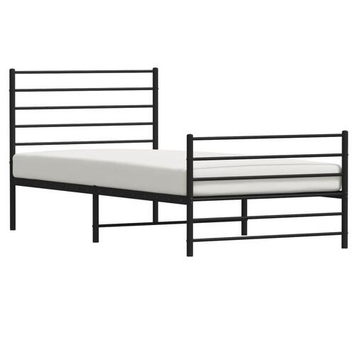 Sengeramme med sengegavl og fodgærde 107x203 cm metal sort