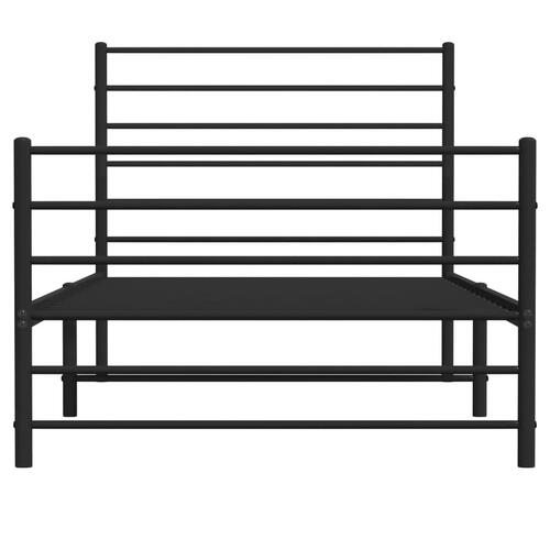Sengeramme med sengegavl og fodgærde 107x203 cm metal sort