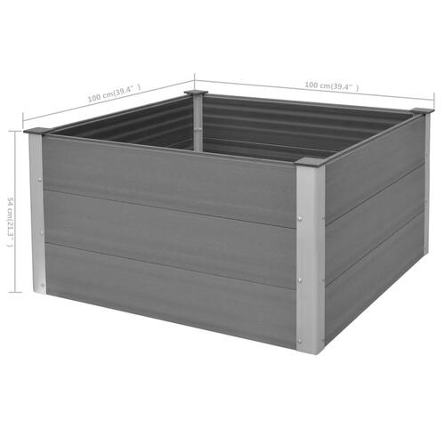 Forhøjet plantekasse 100x100x54 cm grå WPC