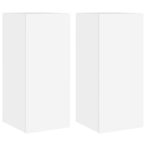 Væghængte tv-borde 2 stk. med LED-lys 30,5x35x70 cm hvid