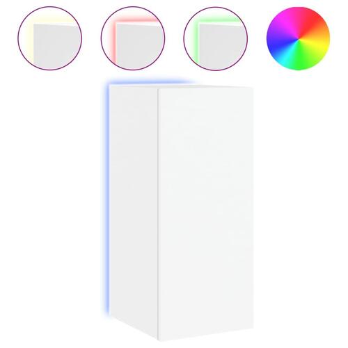 Væghængte tv-borde 2 stk. med LED-lys 30,5x35x70 cm hvid