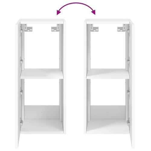 Væghængte tv-borde 2 stk. med LED-lys 30,5x35x70 cm hvid