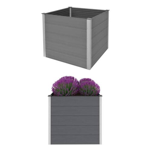 Forhøjet plantekasse 100x100x91 cm grå WPC