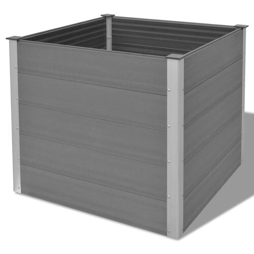 Forhøjet plantekasse 100x100x91 cm grå WPC