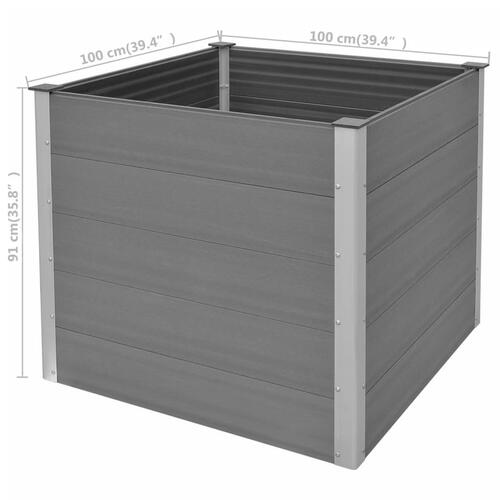 Forhøjet plantekasse 100x100x91 cm grå WPC