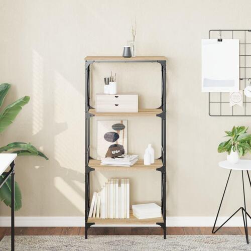 Bogreol 6 hylder 59x35x132 cm konstrueret træ sonoma-eg