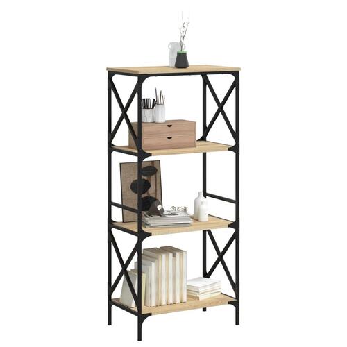 Bogreol 6 hylder 59x35x132 cm konstrueret træ sonoma-eg
